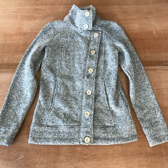 The North Face Jacket Women S Gray Button Up Full Zip Mock Neck Pocket Outdoor - Picture 1 of 14